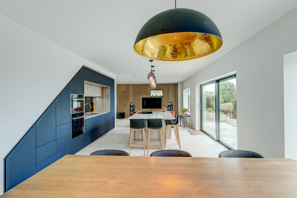 Schmidt UK Bristol customer project modern kitchen island blue light wood​