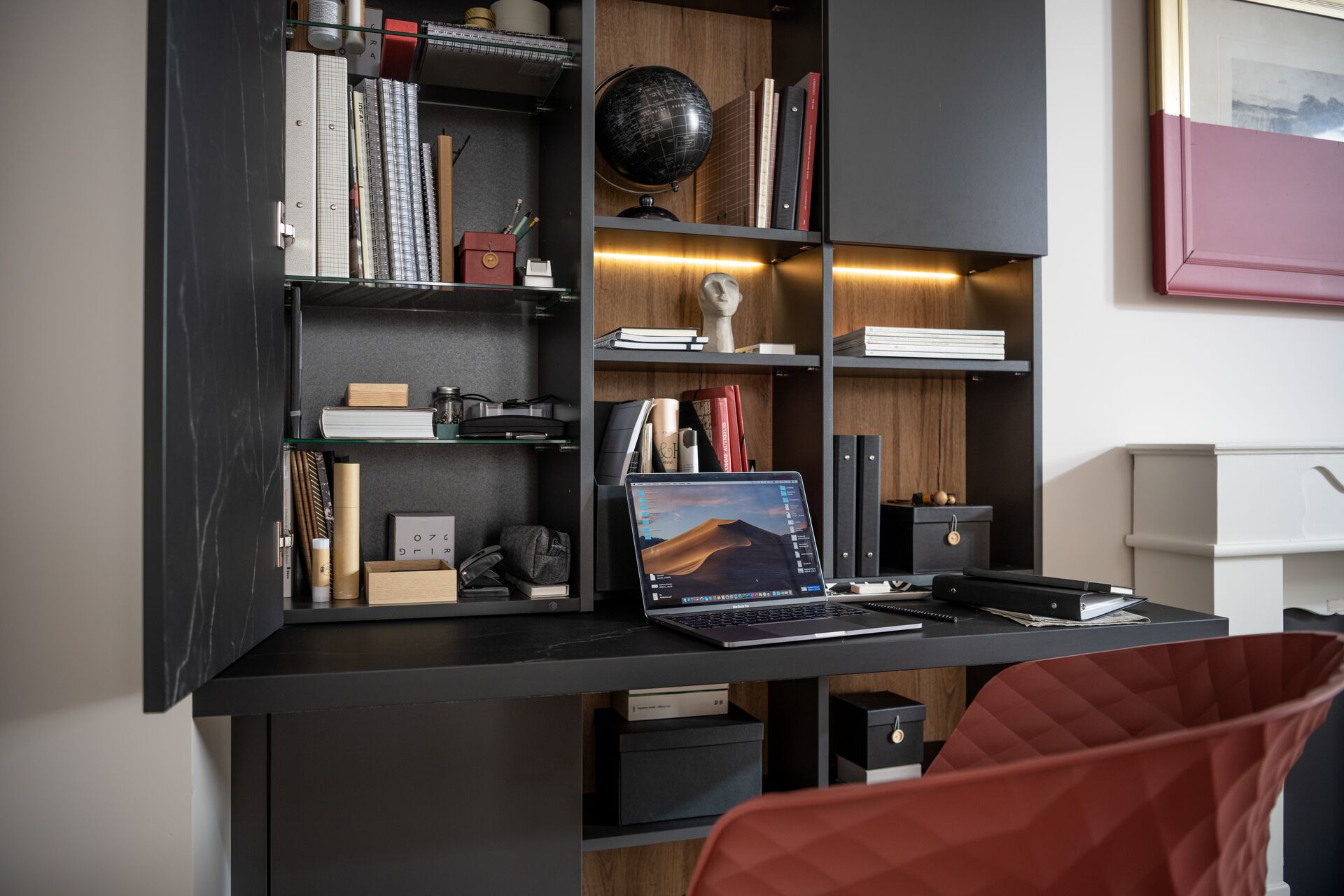 Schmidt bookcase smallspace desk black wood