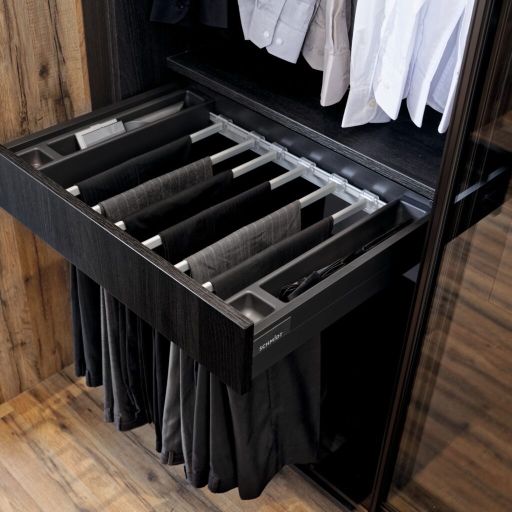 Emuca Hack Pull Out Trouser Rack — Global Doors and Interiors Ltd